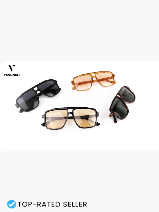 Polarized Oversized Aviator Sunglasses Retro Square Frame UV Protection main image 4